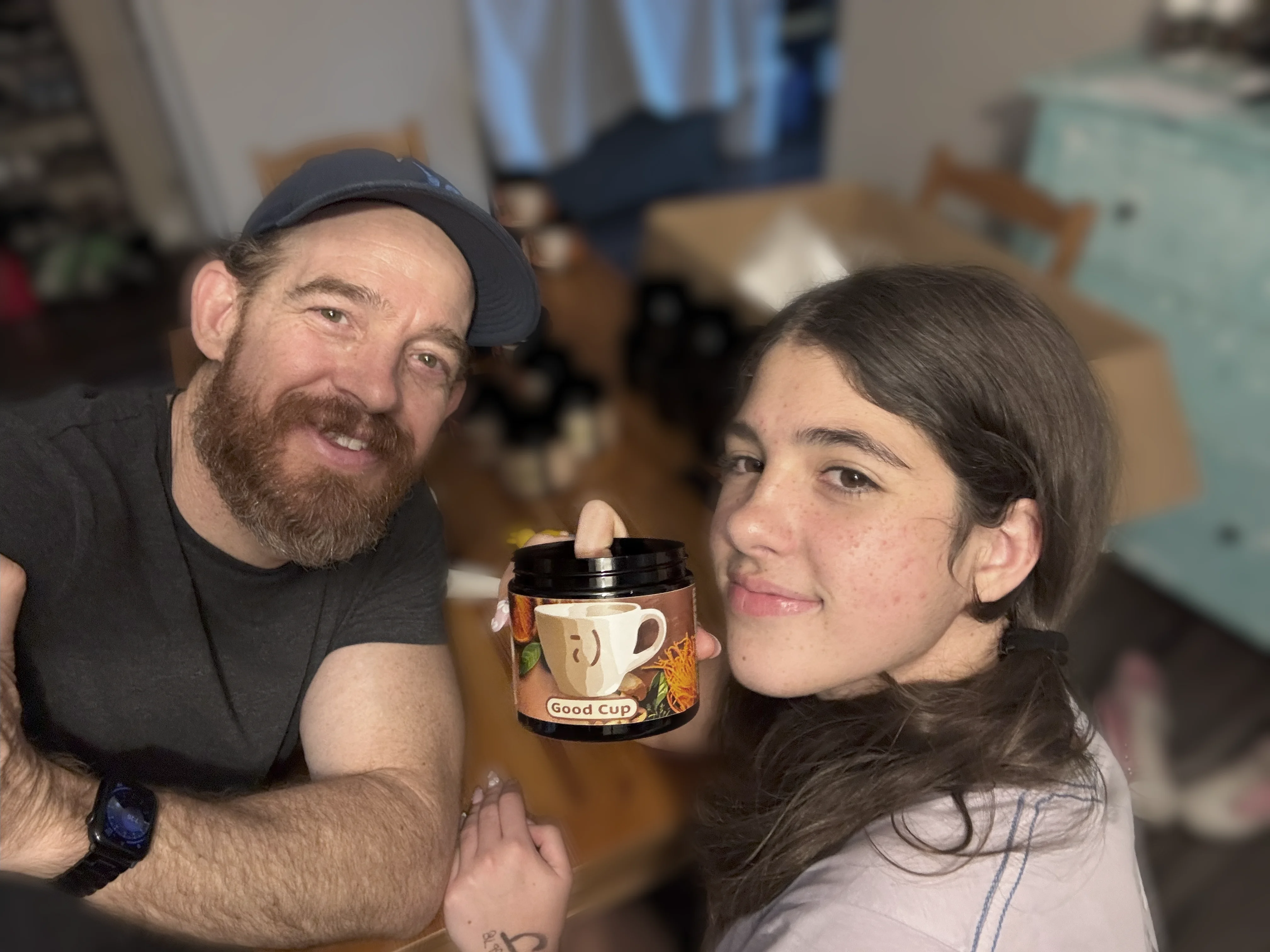 Father and daughter making GoodCup